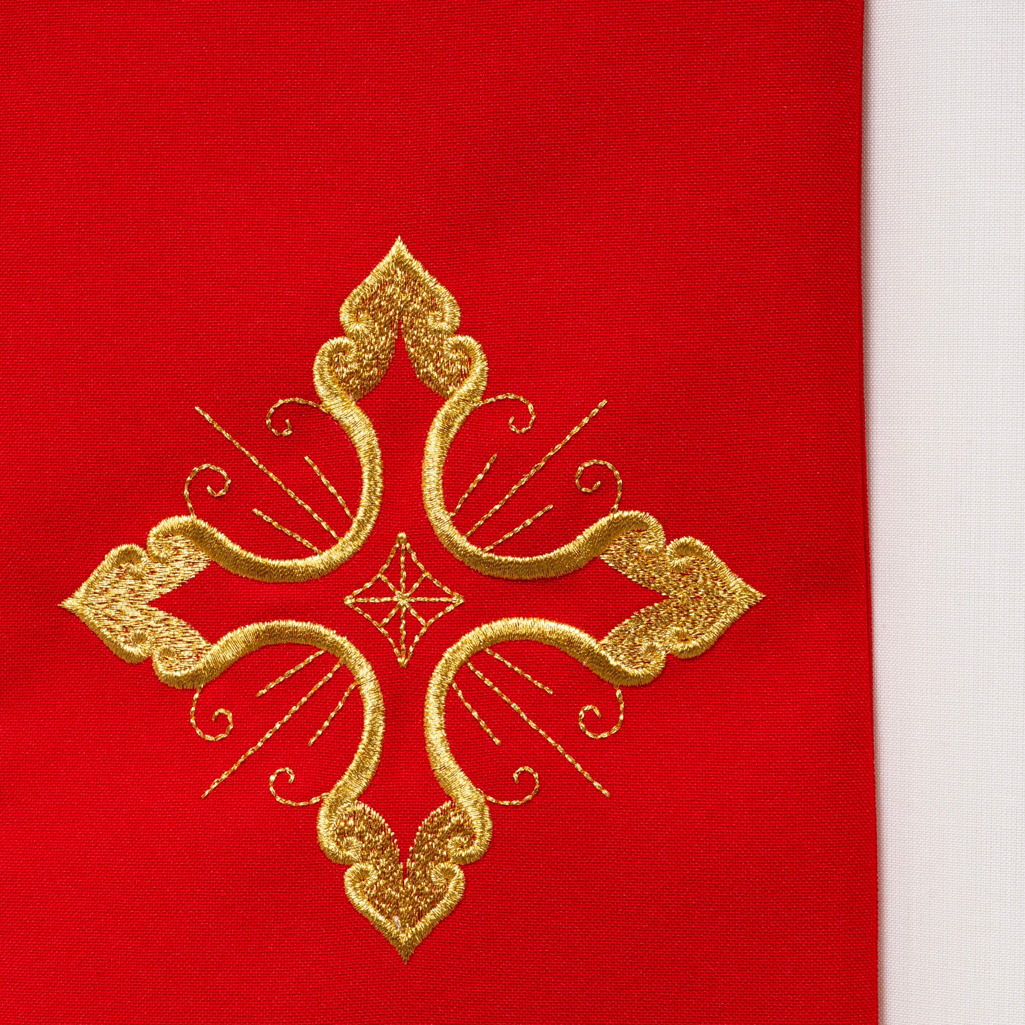 Stola per Sacerdote  Ricamo Croce Rifinitura Oro (Colori Liturgici Disponibili)