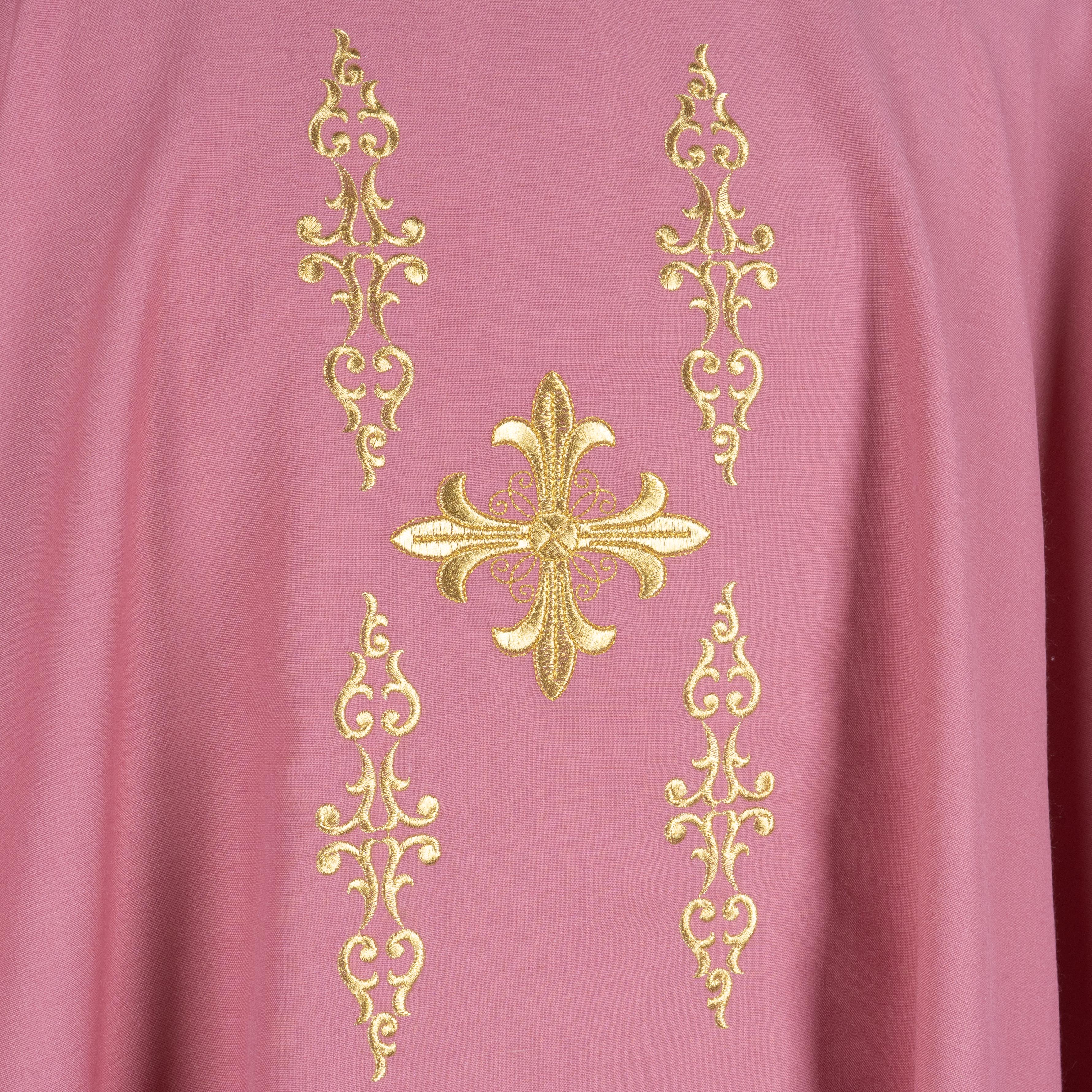 Casula Con Ricami Oro in Lana/Misto Lana (Colori Liturgici, Rosa e Morello)