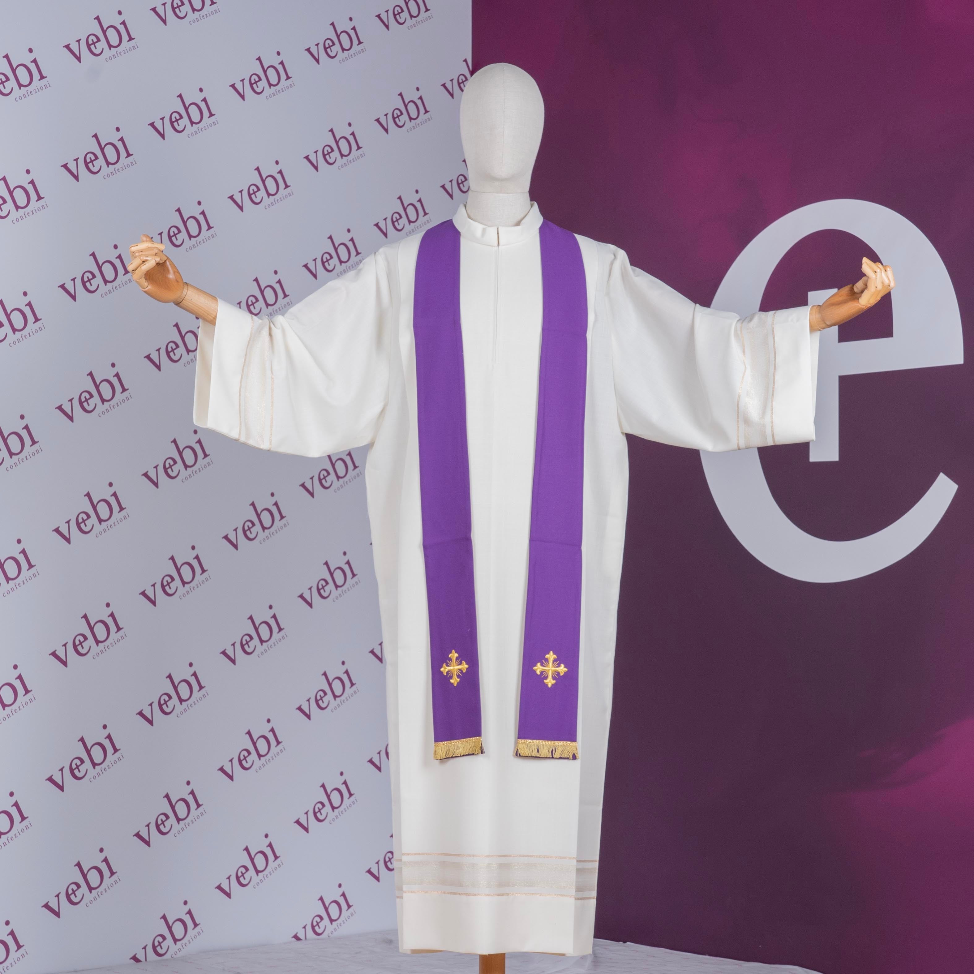 Casula da Sacerdote in Lana con Stolone Ricamato Oro (Colori Liturgici Disponibili)