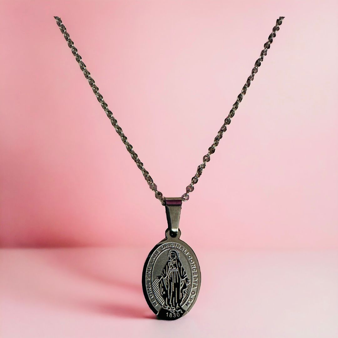 Collana con medaglia Madonna Miracolosa in Acciaio Inox