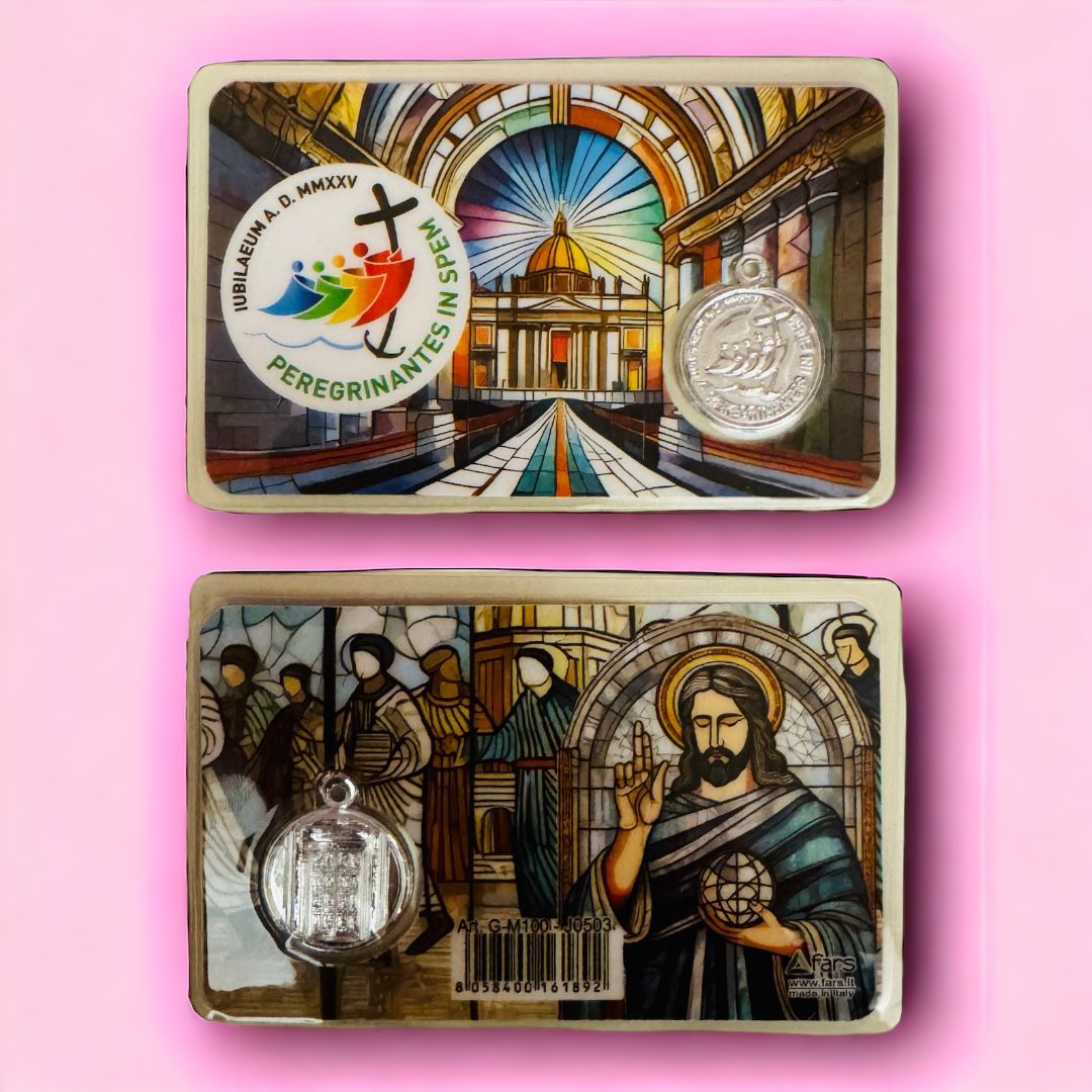 Holy Card Plastificata Giubileo 2025 con Medaglia