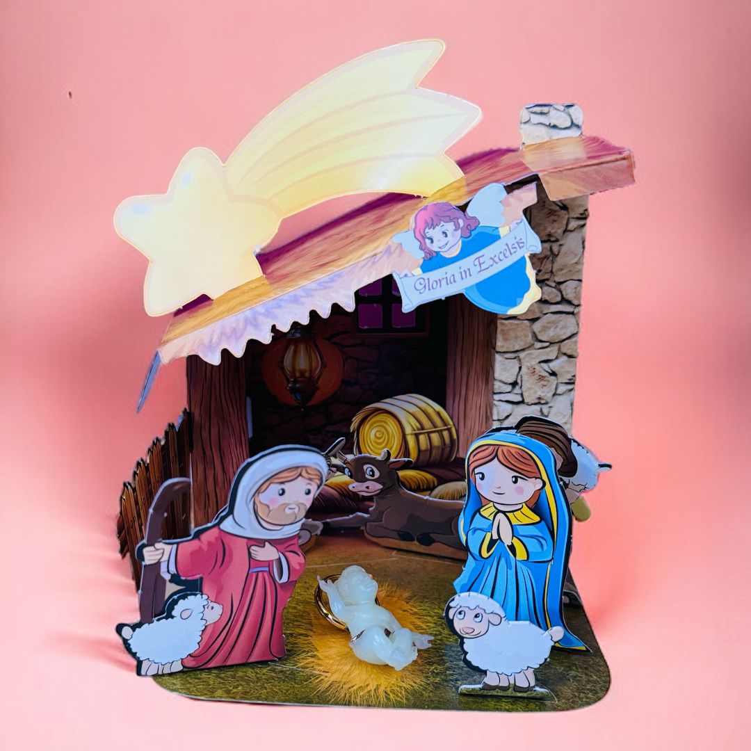 Natività Componibile in 3 D Gesù Bambino h. 4 cm. Fluorescente