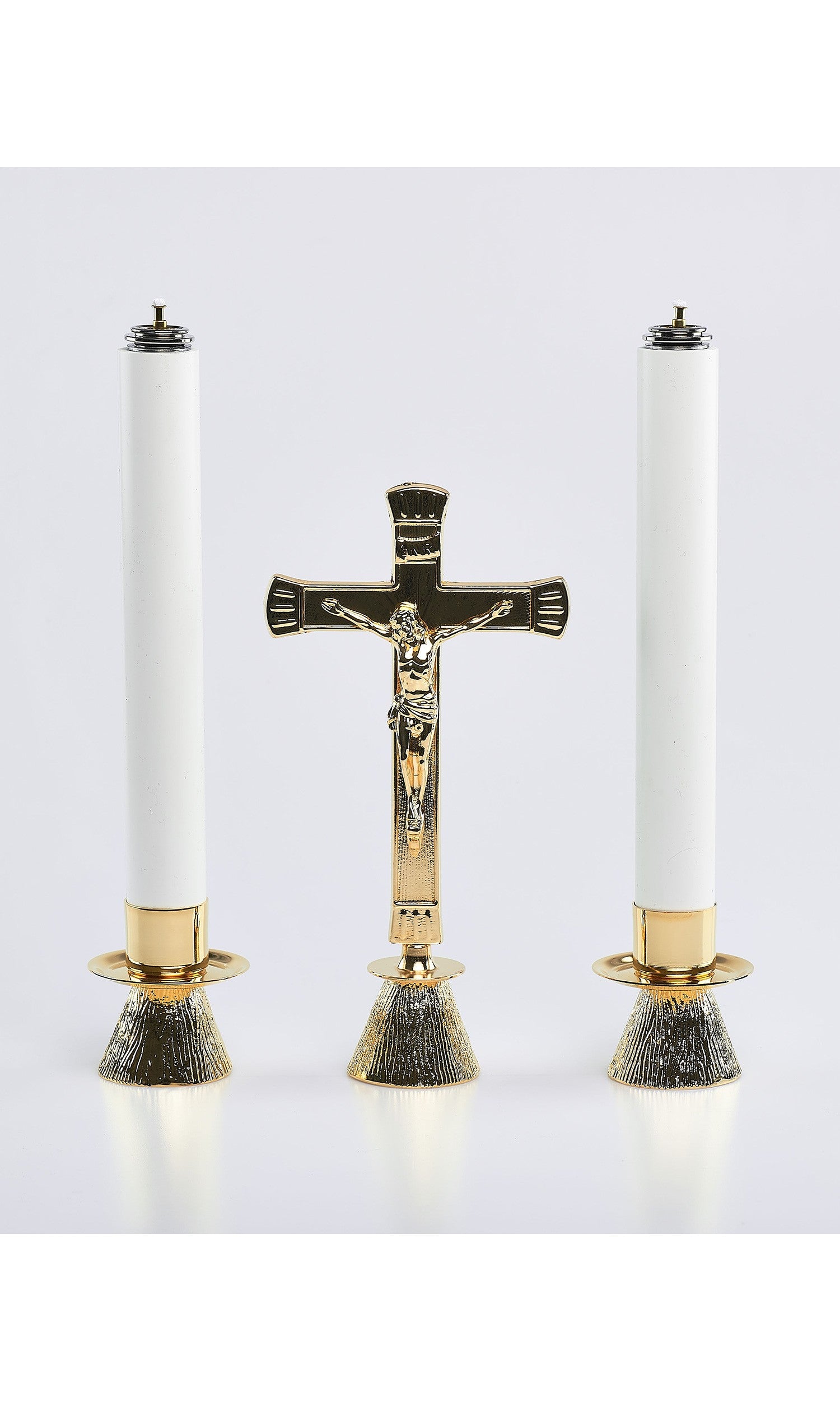 Coppia di candelieri con finte candele base conica