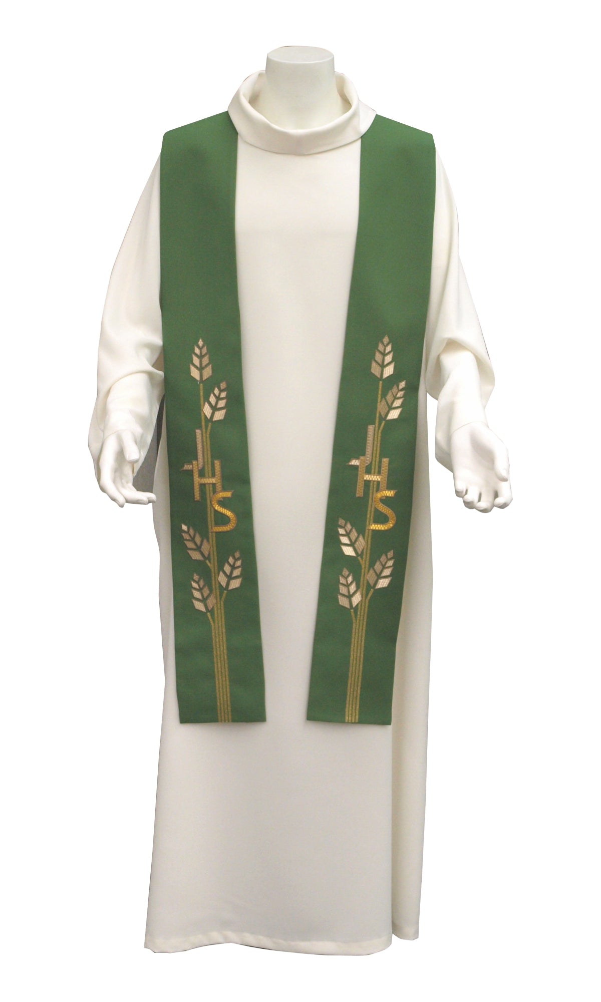 Stola per Sacerdote Ricamo IHS e Spighette di Grano (Colori Liturgici Disponibili)