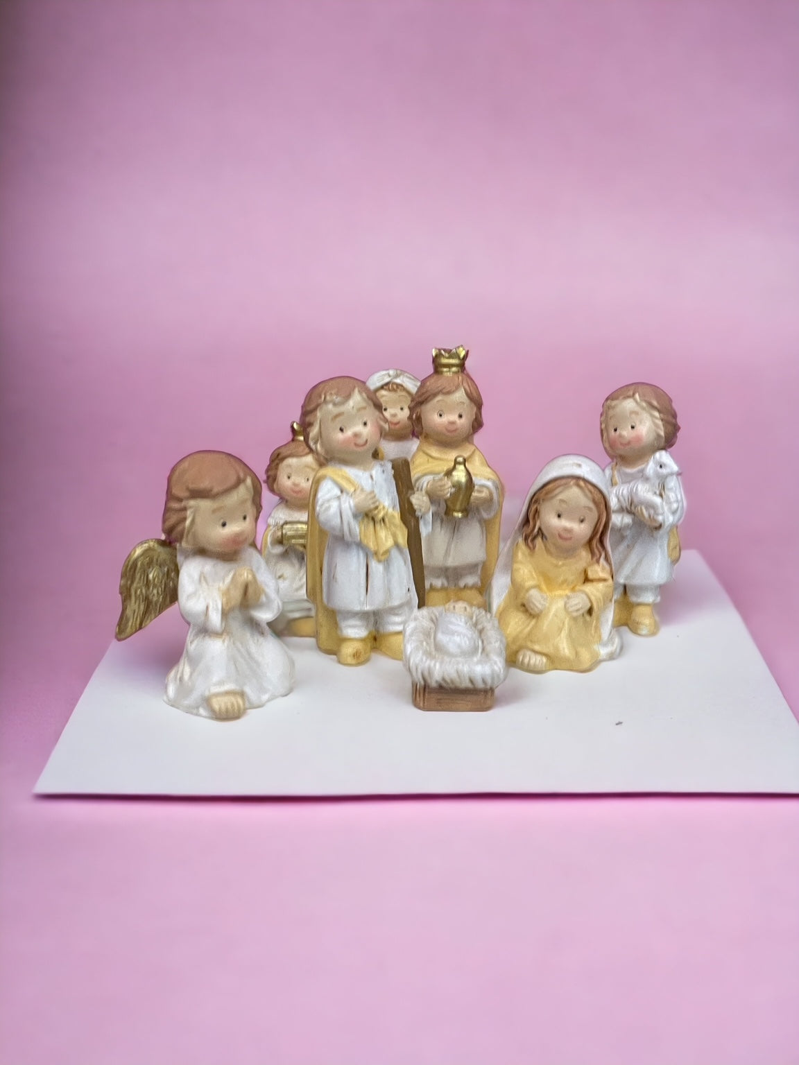 Set Natività in Resina con Otto Soggetti Dimensione 5,5 cm