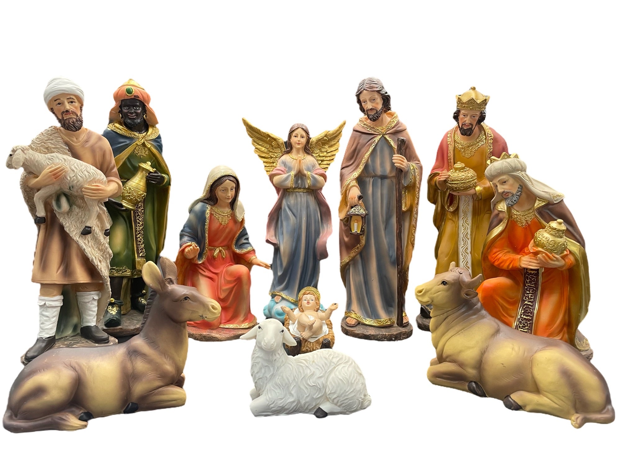 Presepe in Resina Dipinto a Mano 11 pz. h. 30 cm (11 personaggi)